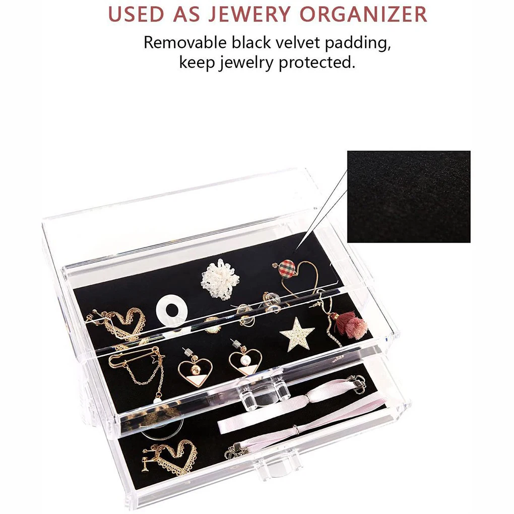 Drawer Style Storage Box For Easy Organization Of Jewelry Velvet Lining Accessories Are Not Easily