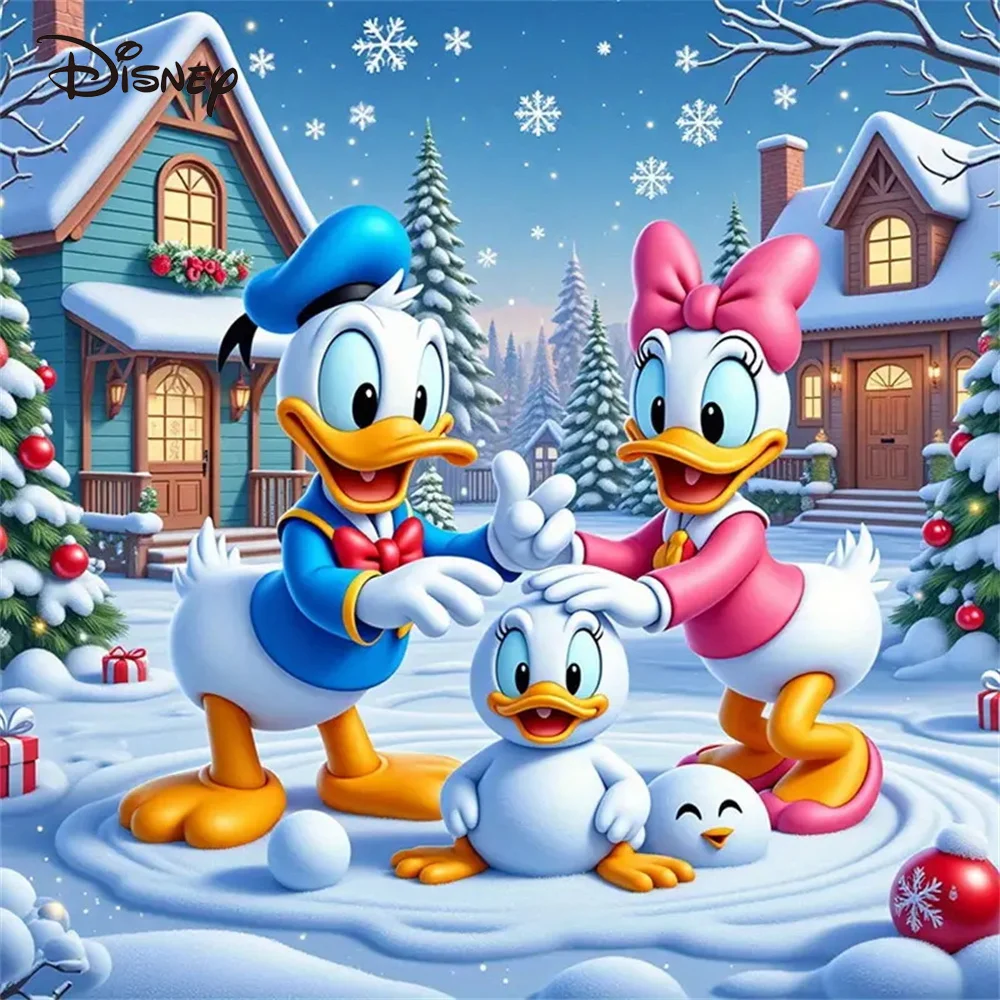 

(Магазин Diamond Daydreams) Алмазная вышивка Disney: Дональд Дак, мультяшный персонаж, алмазная мозаика DIY, зимний дом, узор для взрослых, B
