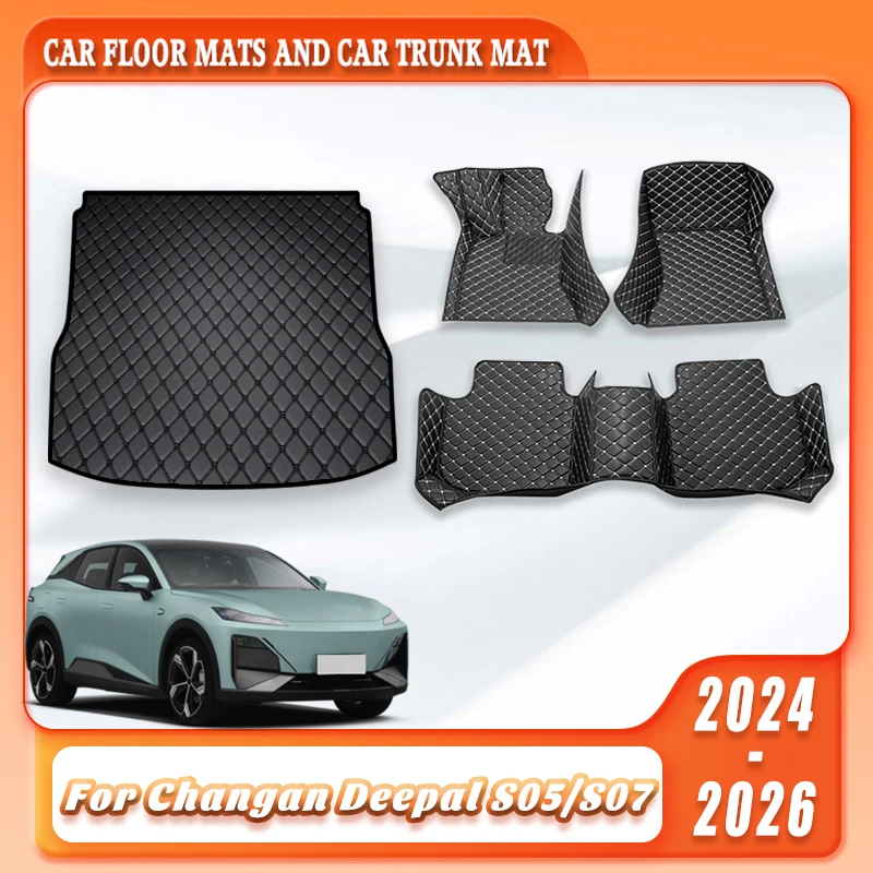 Car Floor Mats Cargo Tray Fit For Changan Deepal S05 S07 2024 2025 2026 Full Set All Weather Waterproof Auto Protective Pads Rug