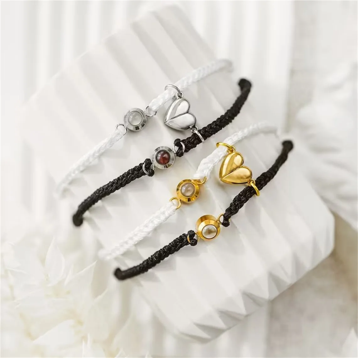 Personalized Custom Photo Projection Bracelet For Women Adjustable Projection Magnetic Couple Bracelets Jewelry Anniversary Gift