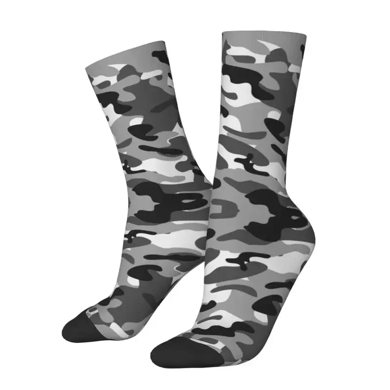 

Novelty Print Grey Camouflage Socks For Women Men Stretchy Summer Autumn Winter Military Army Camo Crew Socks