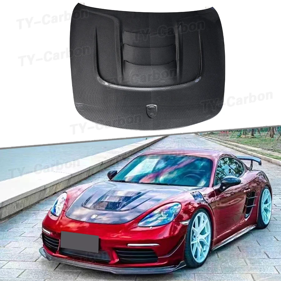 

Dry Carbon Fiber BodyKit Front Hood Cover Engine Bonnet for 718 Cayman Boxster Auto Kit for Porsche 718 2016+ Car Accessories