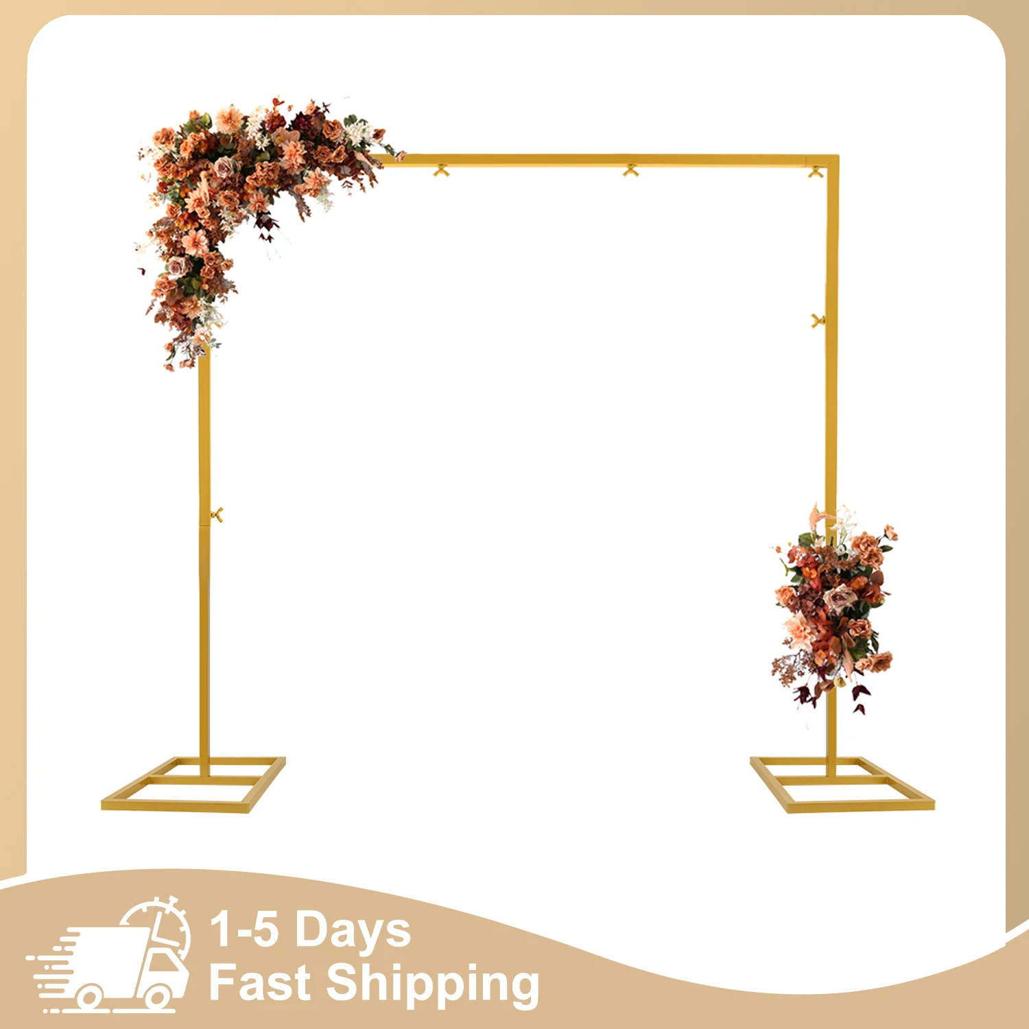 Arche de mariage robuste en métal 9,84 pieds, cadre doré pour cérémonie, support de fleurs et ballons, toile de fond pour événements extérieurs