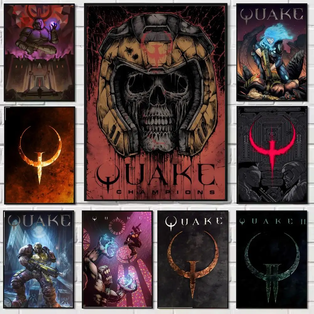 Póster de lienzo de caligrafía de pintura de juego Quake: decoración de pared duradera resistente al agua sin arrugas para todos los espacios