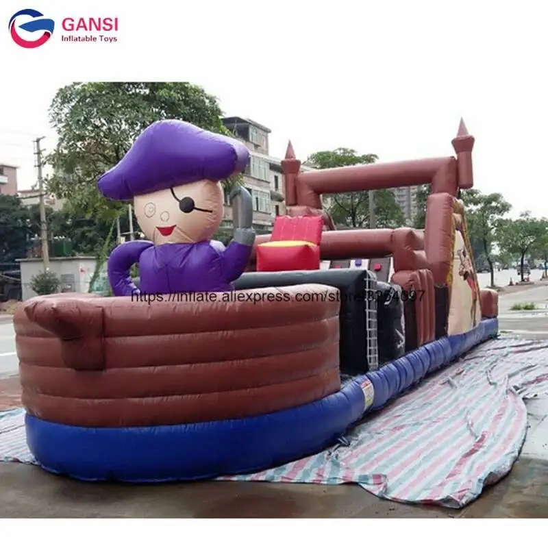 

Горячий продукт, пиратский корабль, надувная горка, комбинированный дом-вишибала, 13X3x4 м, надувной забавный курс препятствий с зоной прыжков