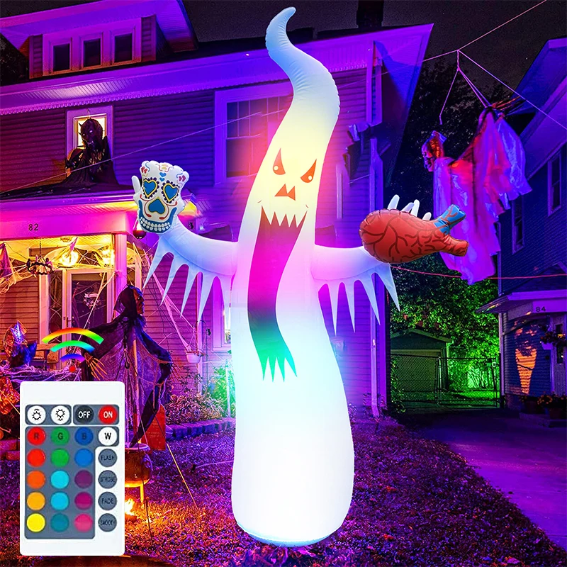 

Halloween Inflatable Scary Ghost With Color Changing LED Home Garden Courtyard Halloween Decoration Glowing Ghost Outdoor Props