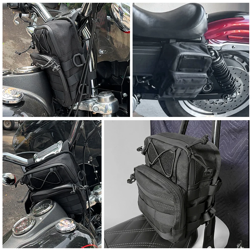 Motorcycle Sissy Bar T-Bar Handlebar Bag For Harley Softail Dyna Sportster FXBB Custom Front Handle Bars Bags Travel Pouch Bag image 6