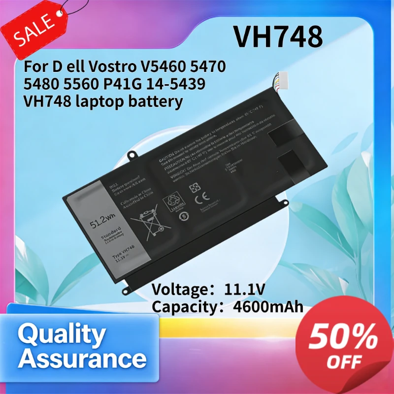 

4600mAh 11.1V For D ell Vostro V5460 5470 5480 5560 P41G 14-5439 VH748 laptop battery