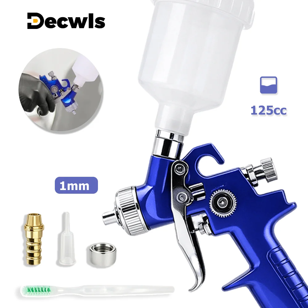 0.8/1.0MM Pneumatic Pressure Micro Gun, Paint Sprayer Set, Manual Spray Paint Tools, with 125ML Spray Bottle, for Car Painting