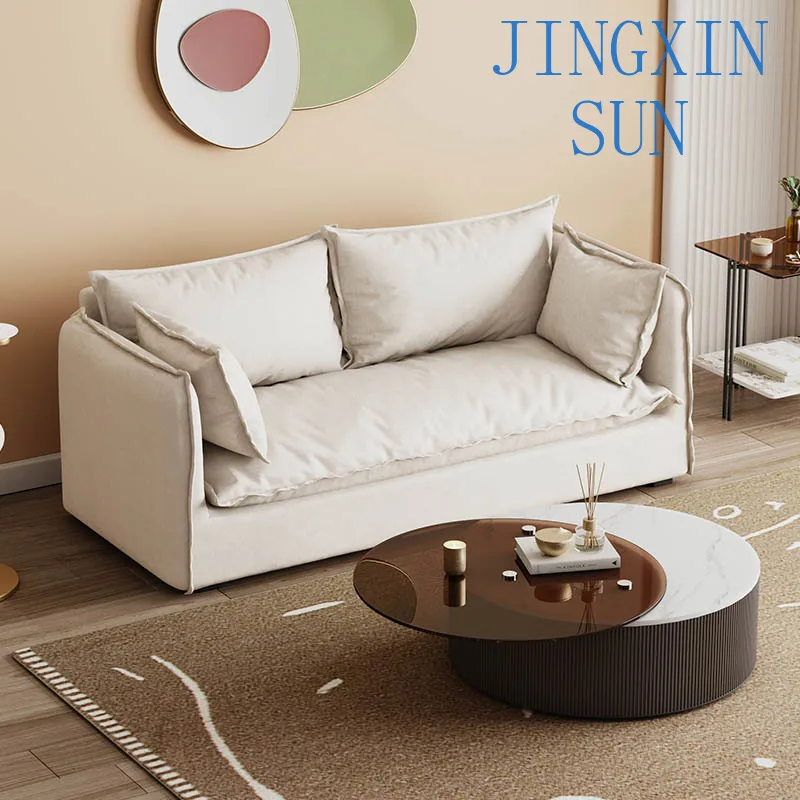 Nordic modern and simple, technical cloth cotton and linen, sofa living room, double and triple can be dismantled and washed