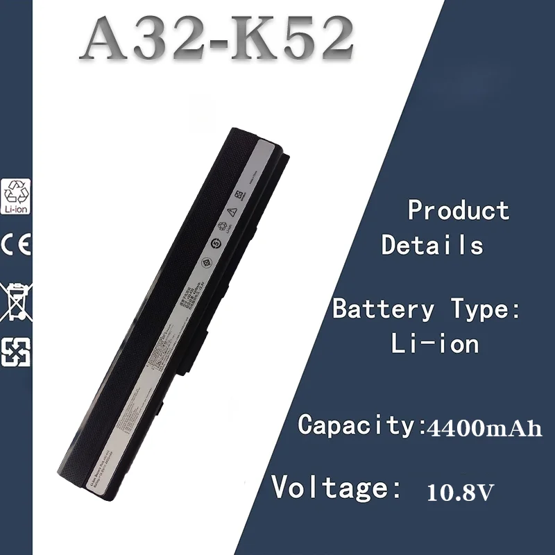 

10.8V 4400mAh Laptop Battery Replacement for ASUS A32-K52 | Compatible with X42J/K42J/A42J/K52J/A52J/A40JV/P42 Laptops