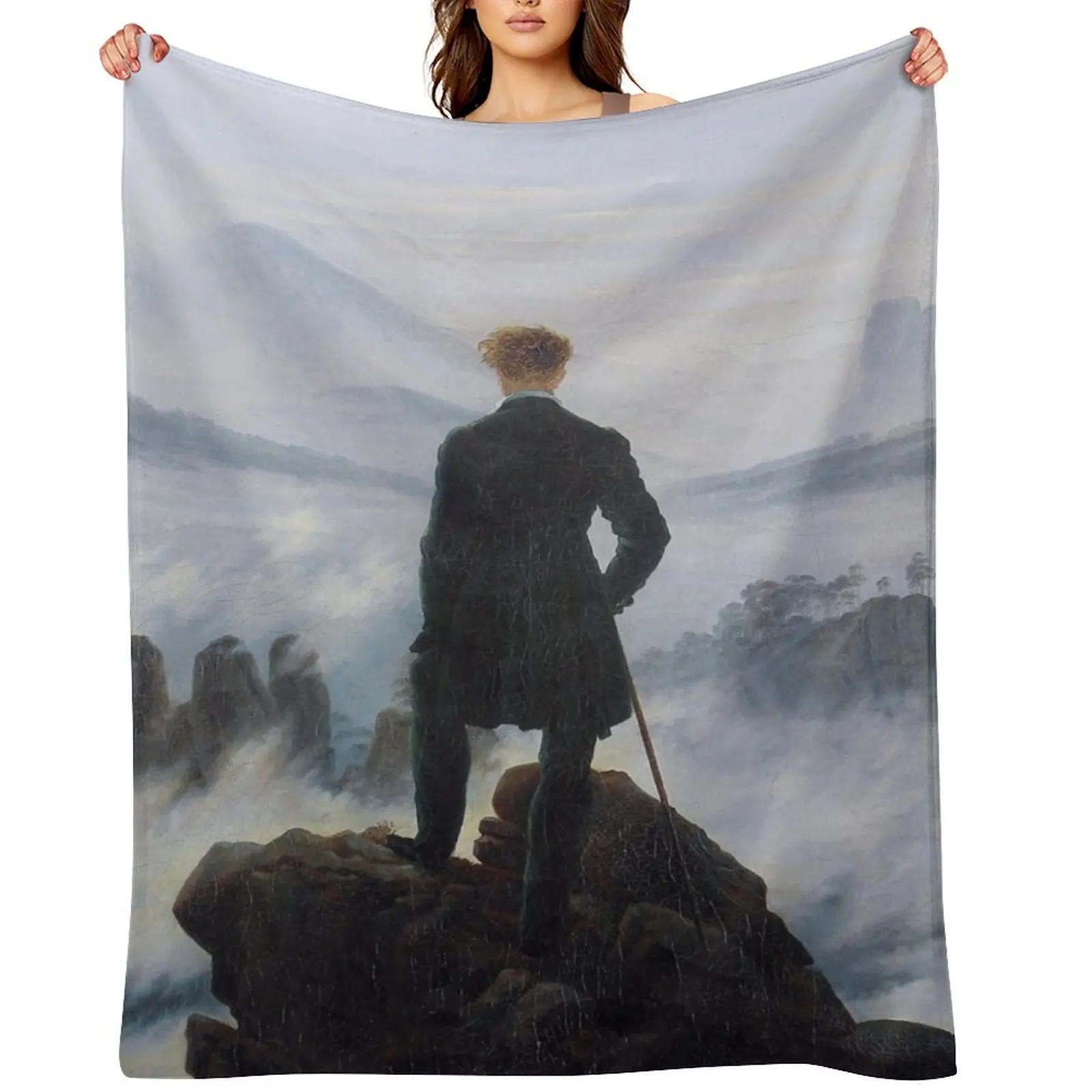 

Wanderer above the Sea of Fog, by Caspar David Friedrich Throw Blanket warm winter Furrys Heavy Blankets