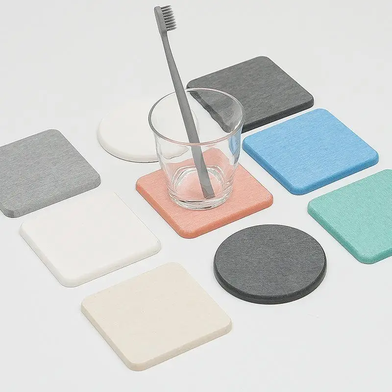 Solid Color Round Square Diatomaceous Earth Mats Toiletries Coasters Simple Absorbent Non-slip Cup Home And Decoration Kitchen