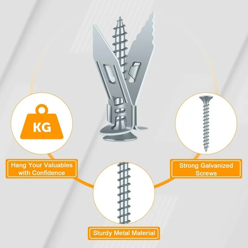 Self-Drilling Drywall Anchors with Screws, Heavy-Duty Metal Drywall Anchor and Screw Set