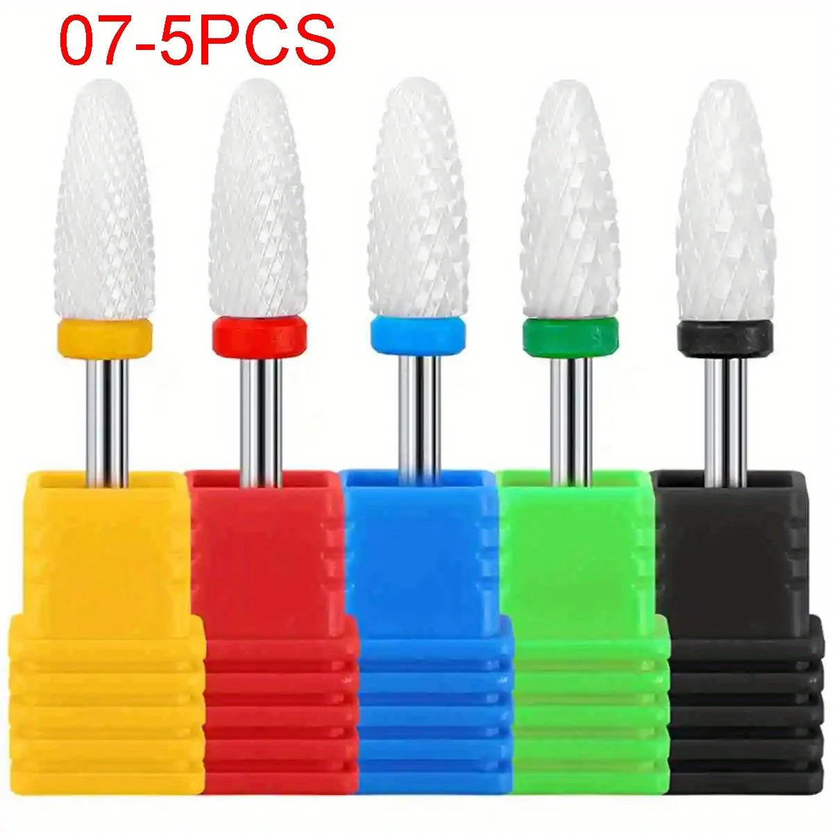 Set di 5 Punte in Ceramica per Trapano per Unghie, Accessori per Manicure e Pedicure