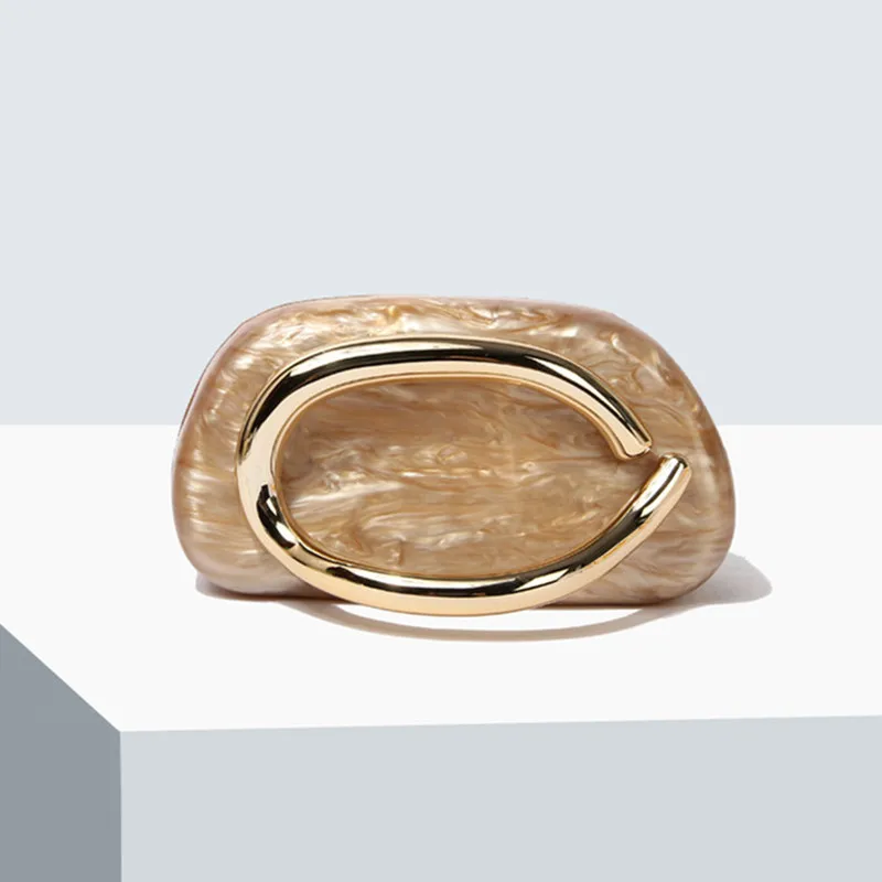 

Женский бежевый мраморный летний пляжный акриловый металлический ручка для выпускного вечера, вечерний кошелек, клатч, женская роскошная вечерняя сумка через плечо, дневная сумка