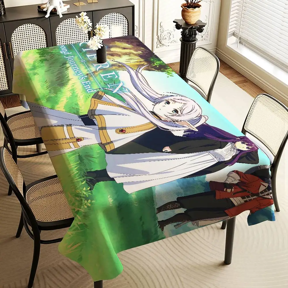 Japanese Anime Frieren Tablecloth Waterproof Stain Resistant Party Decoration Restaurant Cafe Dining Table Tablecloths 90X140cm