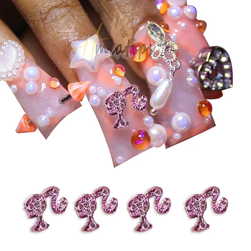 3D Beauty Girls Head Nail Charms Cool Girls Zircon Crystal Rhinestones Glitter Nail Art Jewelry DIY Manicure Decors