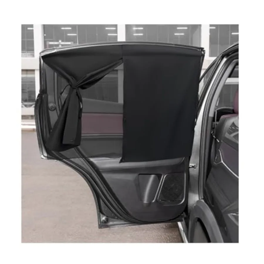 Car Window Shade, Double Layer Mesh Privacy Sunshade for Auto Side Window, Magnetic Breathable Curtain for Baby and Blocks Sun