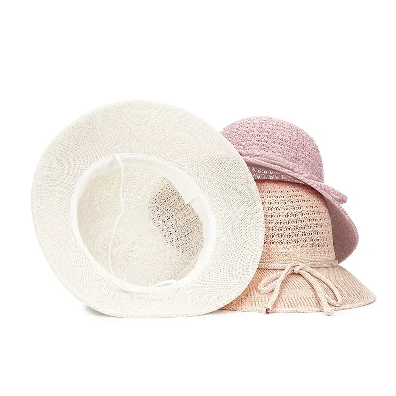 Women Summer Fashion Braided Beach Sun Hat Solid Color Sunshade Lady Visor 6cm Brim Sunhat Travel Vacation Accessories Gifts