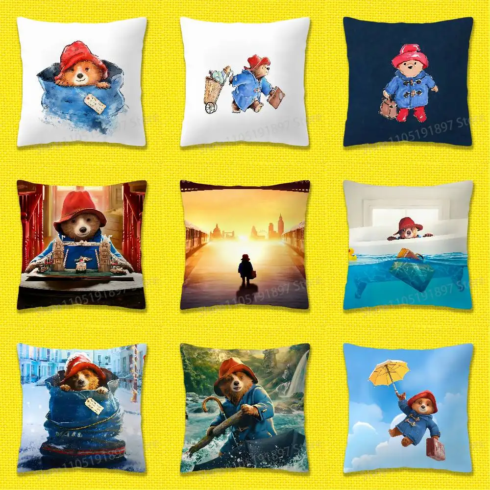 

London P-Paddington Bear Throw Pillow Case For 30x30cm 40x40cm 45x45cm 50x50cm 55x55cm Square Sofa Pillowcase Shell