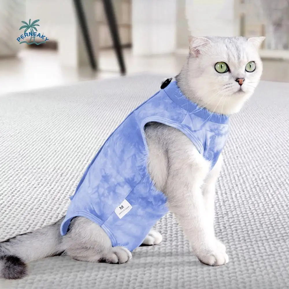 

Stretchy Cat Spay/Neuter Clothes Soft Breathable Cat Recovery Suit Adjustable Buckle Elastic Cat Sterilization Vest For Pets