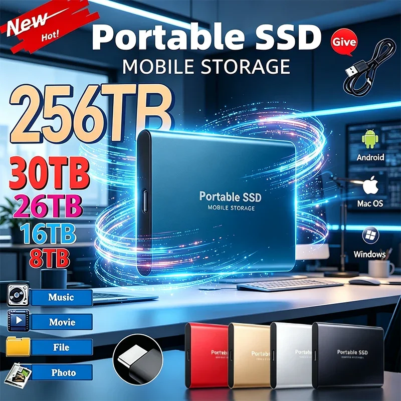 256TB Large Capacity External Hard Drive Quiet Operation Mob