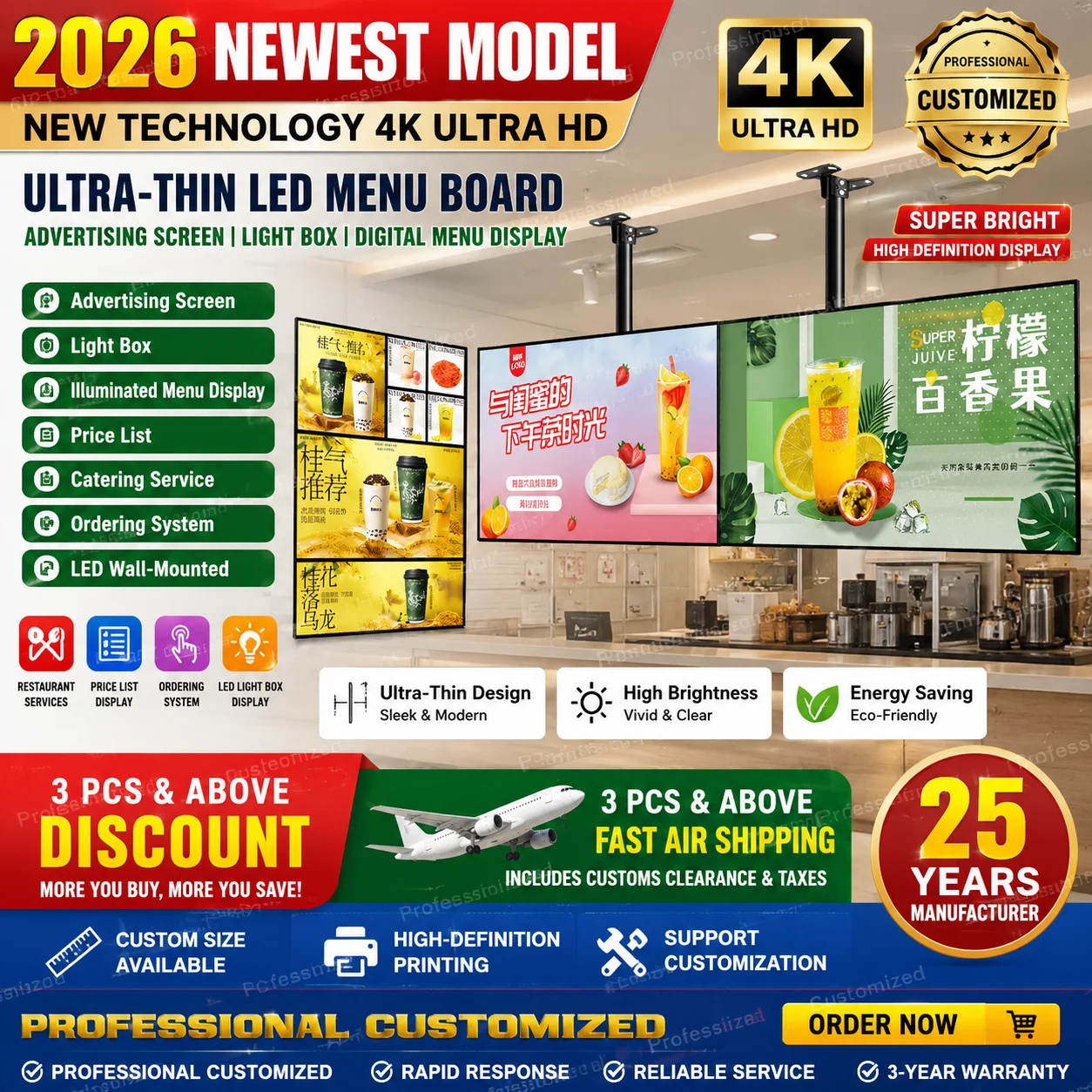 Latest ultra-thin LED button advertising lightbox restaurant LED menu board logo poster display lightbox wall advertising board