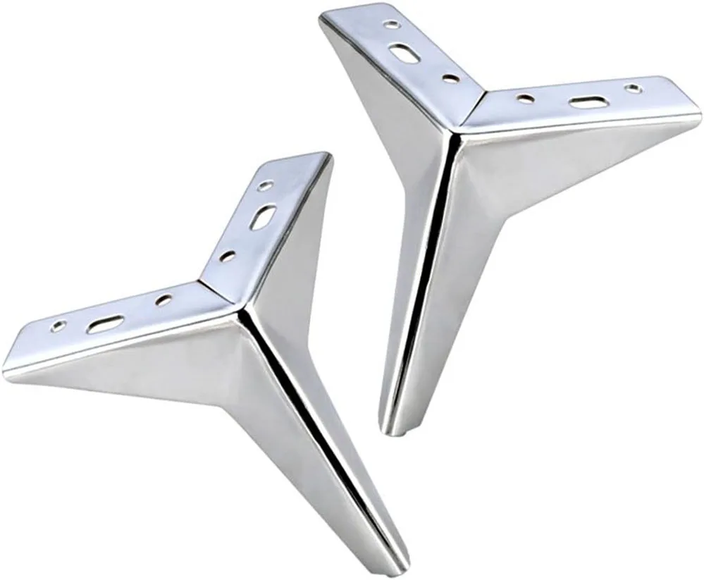 4-Pack 10CM Chrome Metal Furniture Legs Triangle Couch Chair Ottoman Heavy Duty Replacement Feet Set Load 600KG