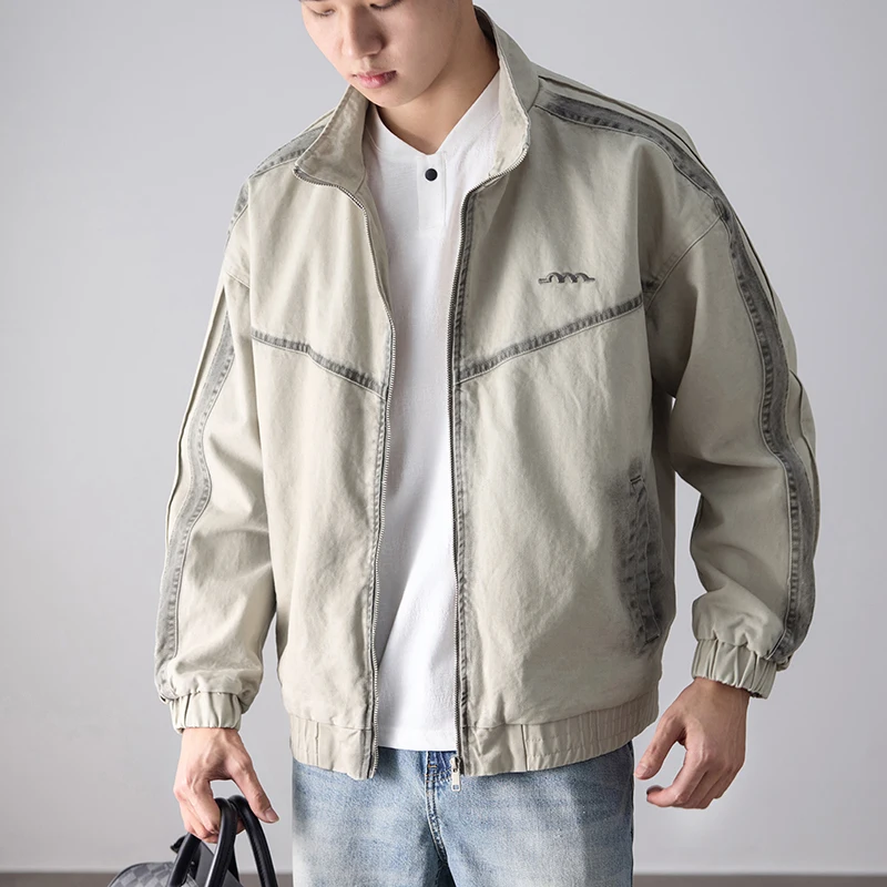 

New Men American Vintage Washed Cotton Loose Casual Cargo Jacket Cityboy Japanese Streetwear Spring Autumn Plus Size Jacket Coat