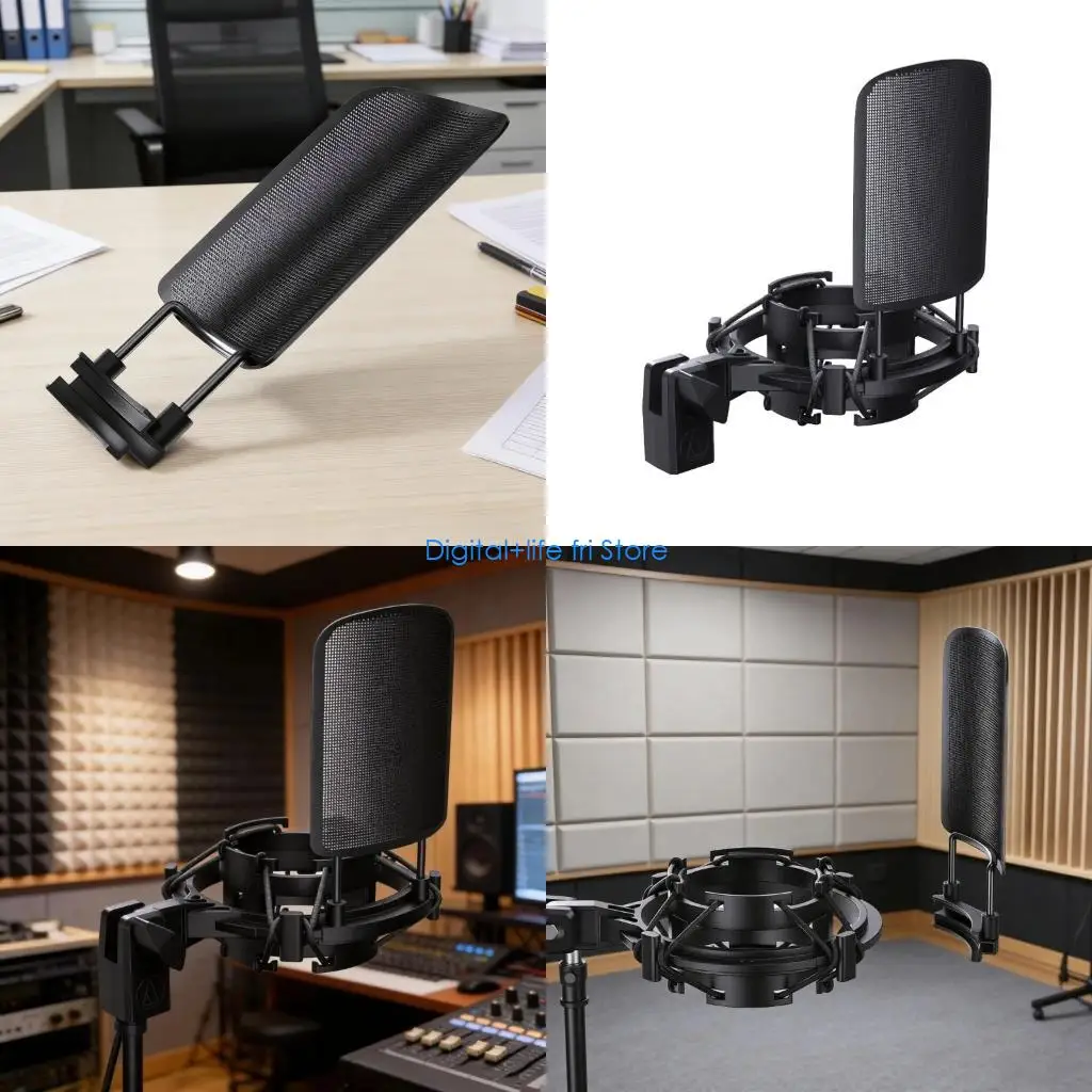 E06D Professional Shock Mount For AT2020 AT2035 AT2050 Microphones With Double Suspension Isolation And Metal Construction