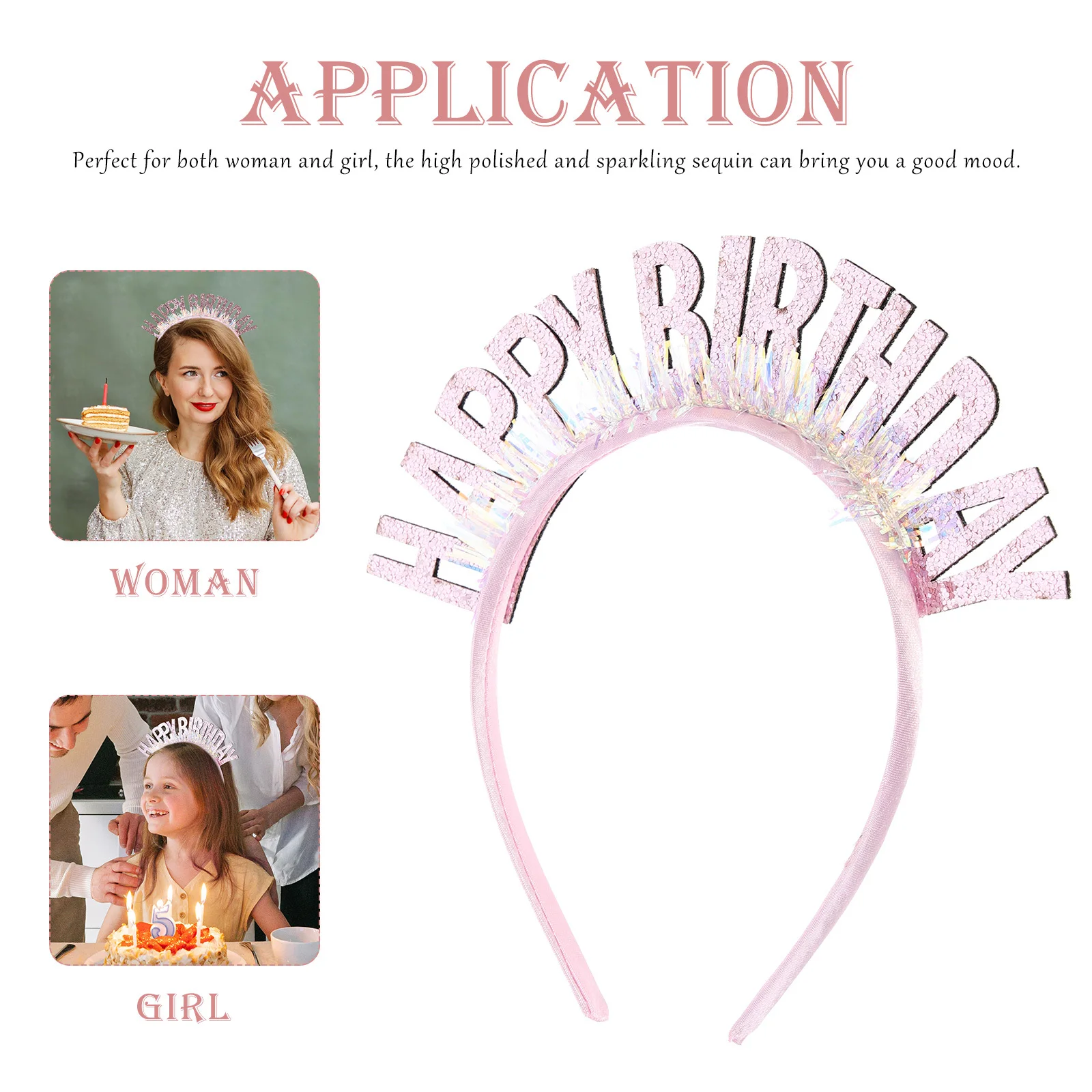 

Birthday Hair Hoops Sequin Design Chic Delicate Hairband Party Hair Accessory Adorable Decor Birthday Letter Hairband