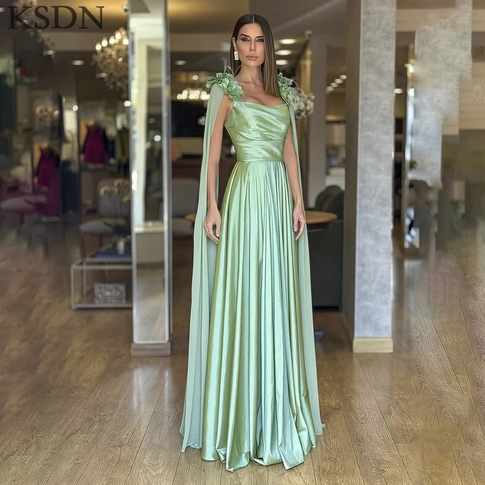 

Fashion Appliques Evening Dresses Luxury Cap Long Sleeve Floor Length Gowns Special Occasion Customzied Princess Dress Vestidos