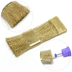 1pc Nail Drill Bit Cleaning Brush Golden Color Portable For Electric Manicure Drills Copper Wire Drill Brusher Cleaner