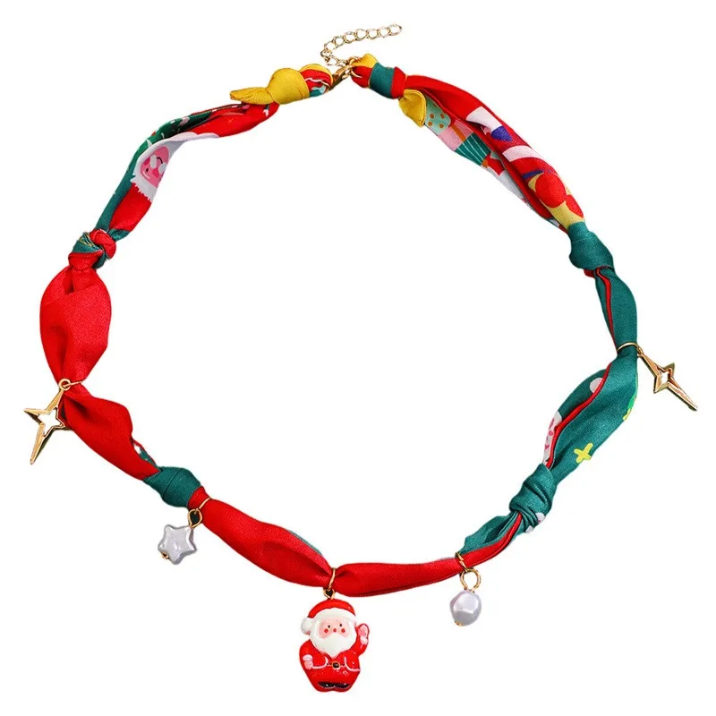 

New dopamine colored scarf necklace, light luxury fashion, Christmas bow, niche scarf Neck chain for women