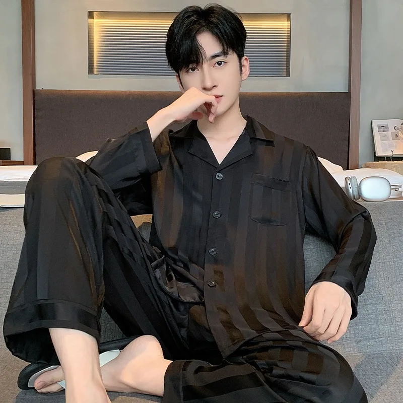 Pajamas Men's Long Sleeve Suit 2026 New Spring and Autumn Season Fatty Fattening Large Loose Large Size Thin Spring Autumn