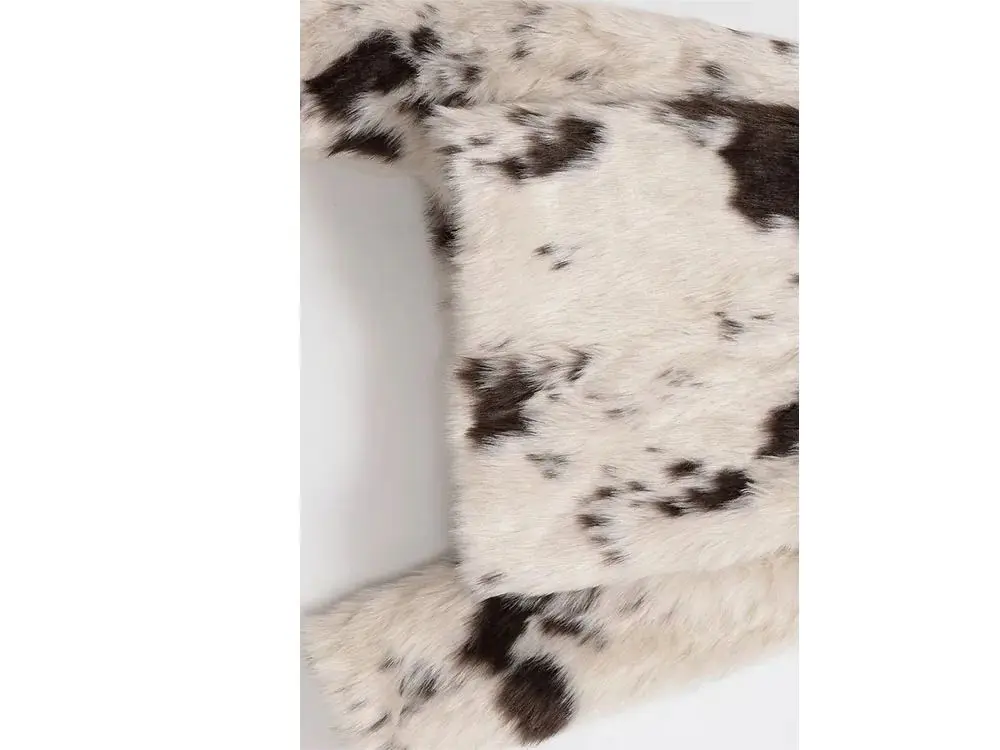 

HH женская мода с длинными рукавами и лацканами со скрытой пряжкой с животным принтом из искусственного меха, короткое пальто, женская уличная повседневная зимняя куртка