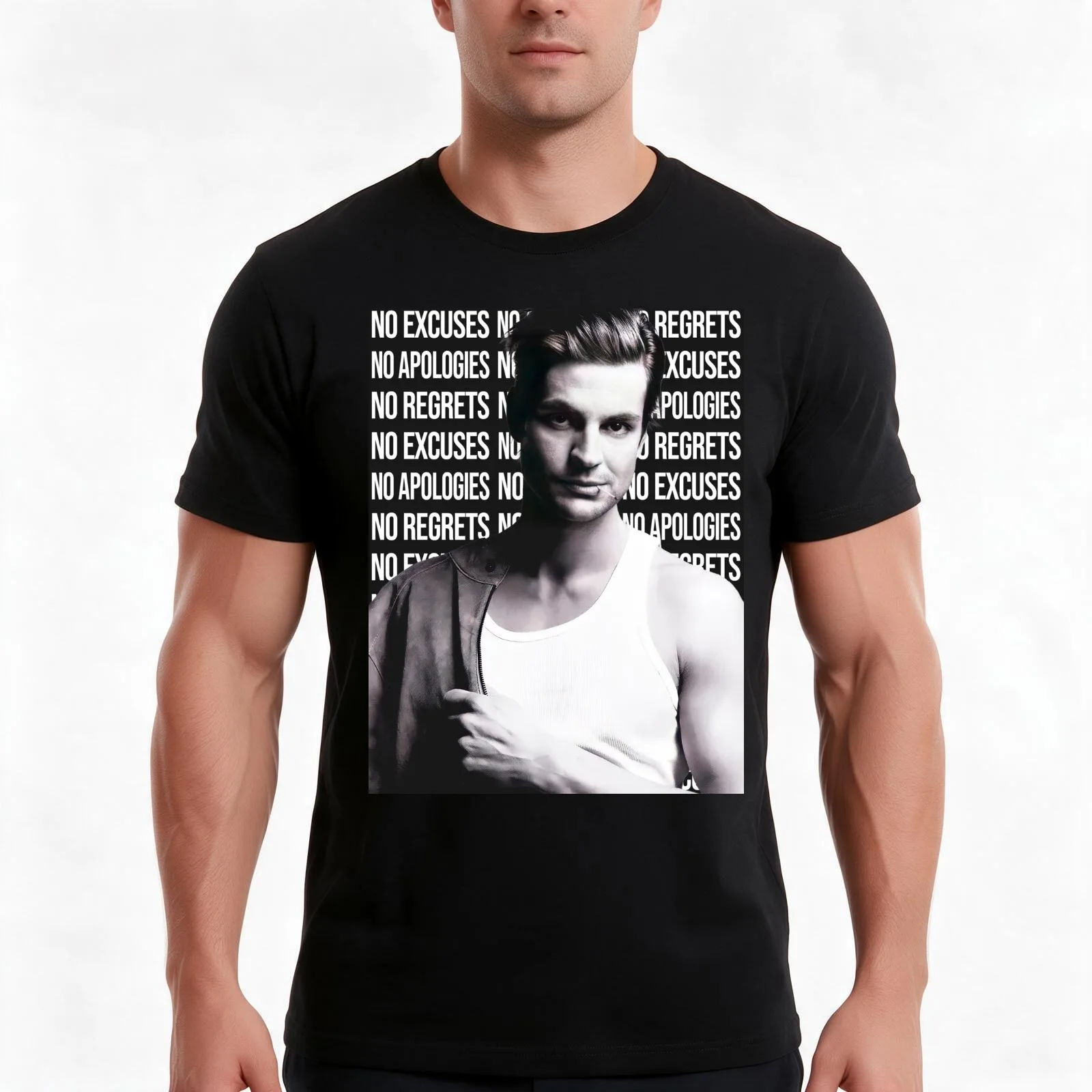 No excuses no apologies no regrets - Brian Kinney T-Shirt Summer Casual Cotton Tee Oversized Streetwear Tops 100% Cotton