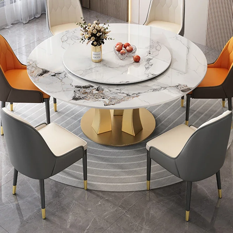 

End Round Dining Tables Coffee Marble Poker Modern Floor Dining Tables Gold Turntable Living Room Mesa Comedor Furniture WSW35XP