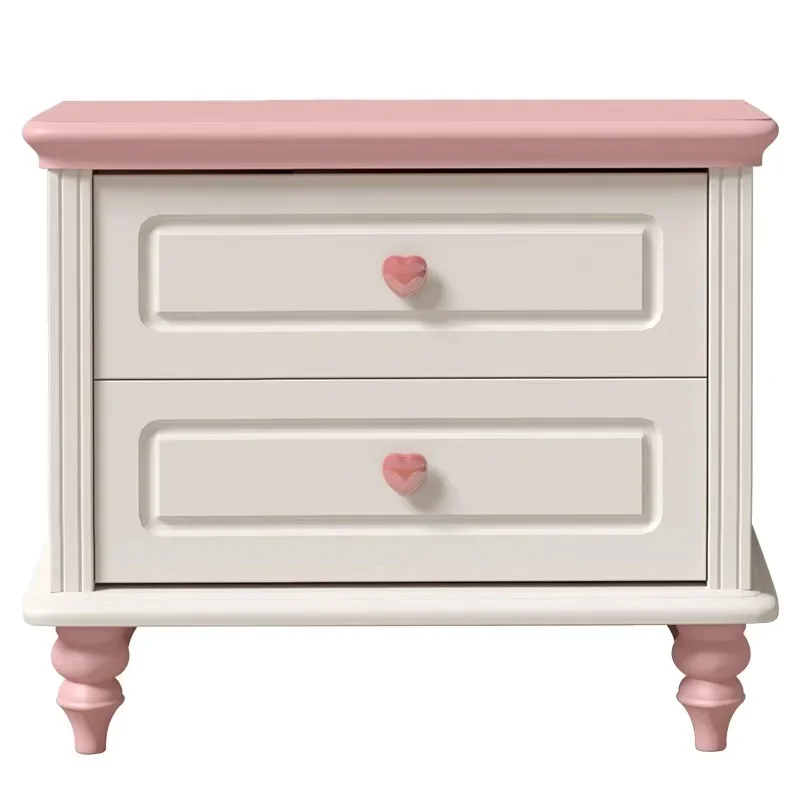 

Pure solid wood little princess bedside table 30/40/50 cm60 wide American style children's bedroom girl storage drawer cabinet