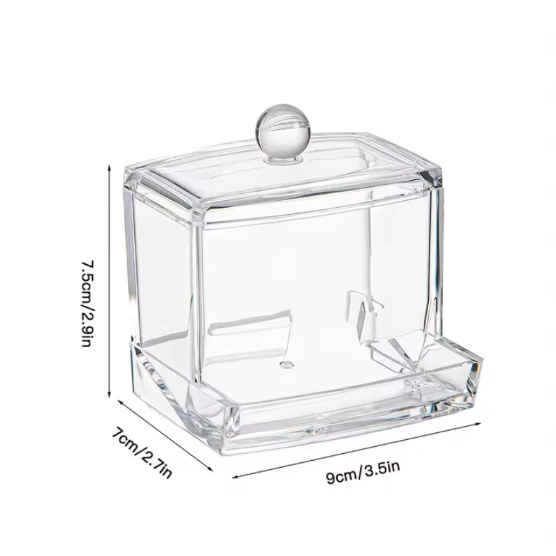 Cotton Swab Ball Storage Box With Lid Large Capacity Bathroom Acrylic Transparent Container Jar Dispenser - Image 2