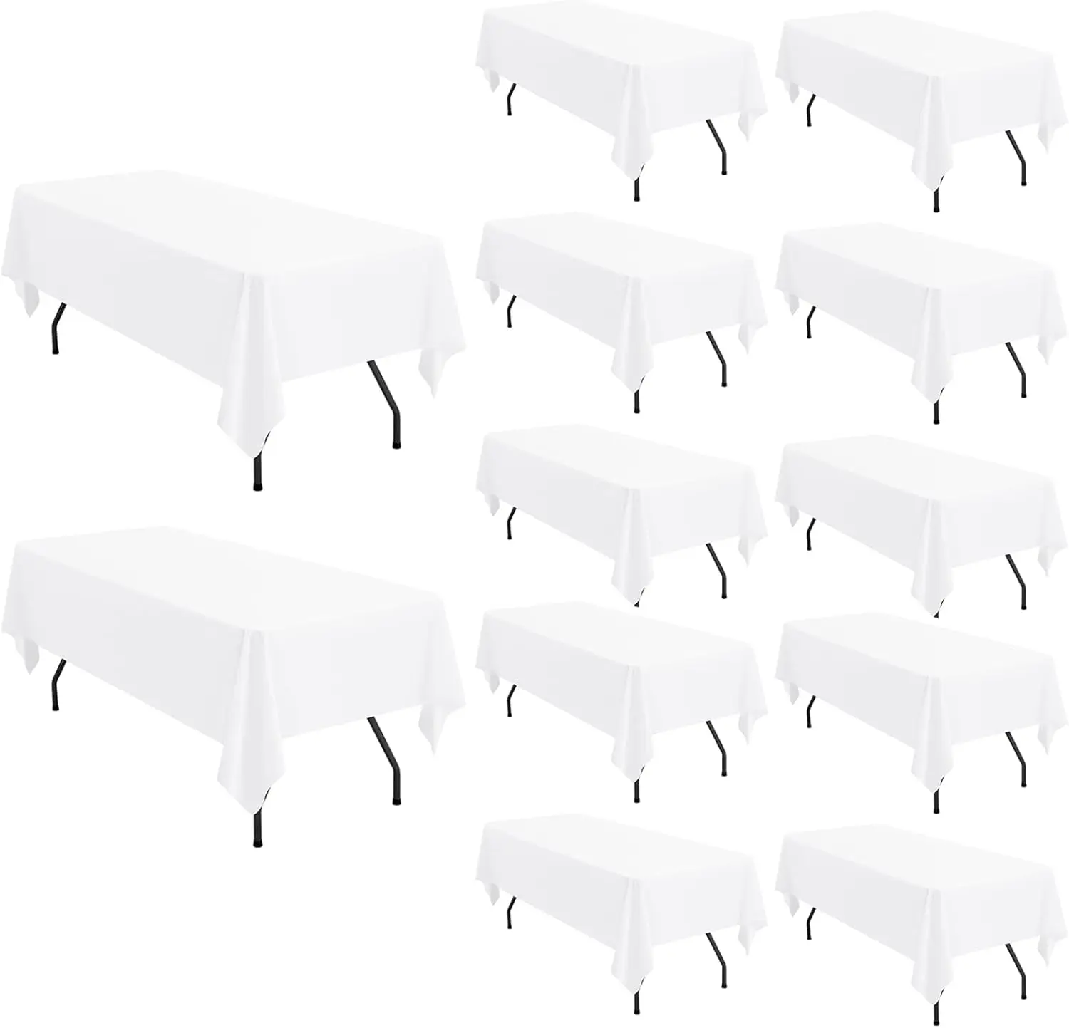 

12 Pack White Polyester Tablecloth 60x102 Inch Rectangle Table Cover for 6 Ft Tables, Washable Fabric for Wedding Buffet Party