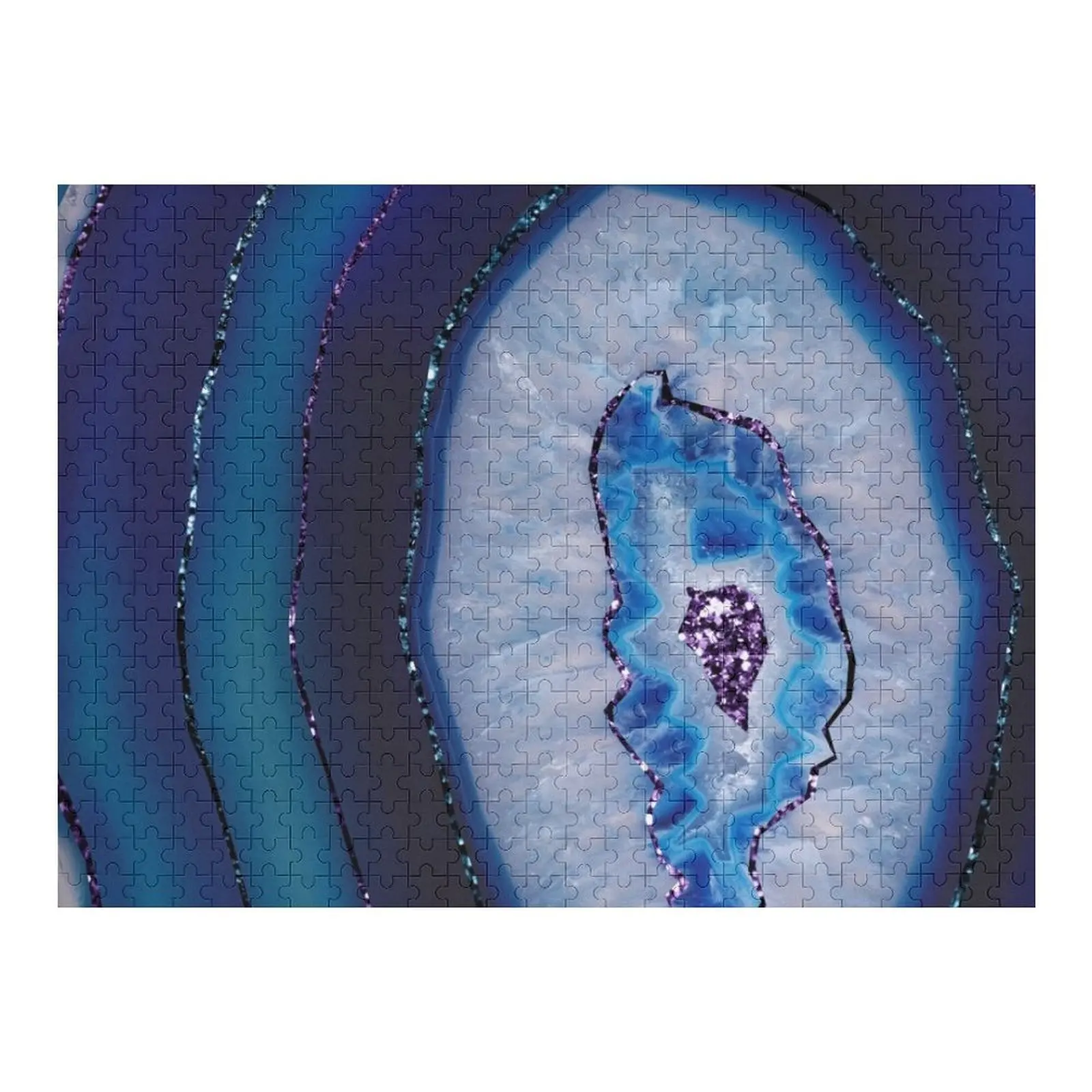 

Агат Русалки с фиолетово-синим блеском # 1 (искусственный блеск) # драгоценный камень # декор # художественный пазл, подарочный пазл на заказ