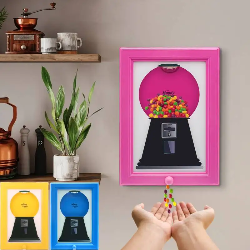 2-in-1 Creative Candy Dispenser Sweet Snack Picture Frame Frame Display Hanging Gumball Machine for Kids Adults Office Gifts