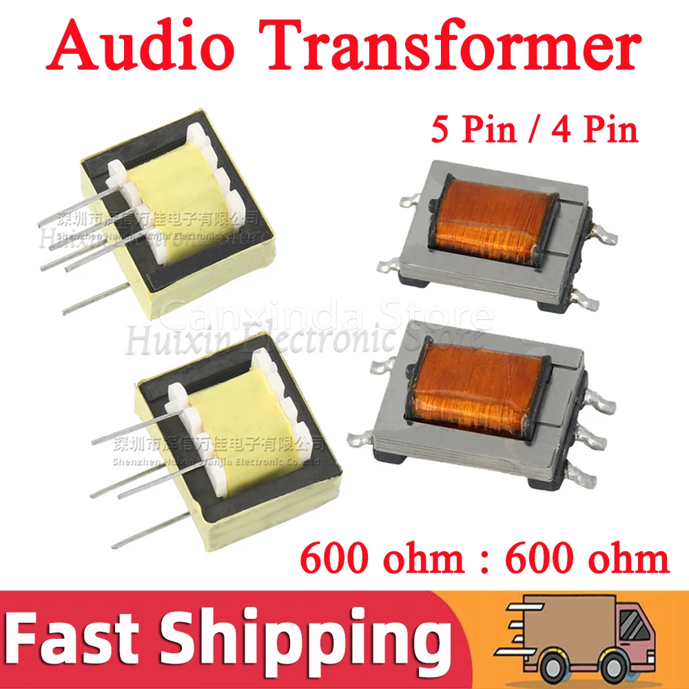 

5pcs EI14 ED8 Audio Transformer 600 : 600 Ohm 1:1 Isolation Signal Digital SMD 4Pin 5Pin Nickel Alloy Permalloy High Efficiency