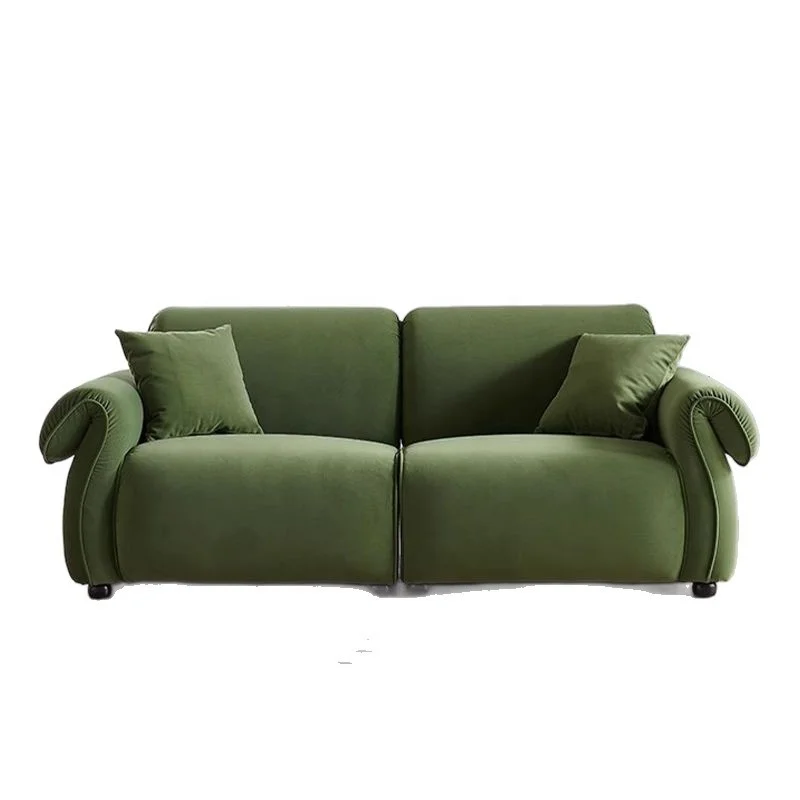 

#Octopus One Seat Retro French Flannel Sofa with Sponge Filling for Living Room Small Apartment Cream Straight Row
