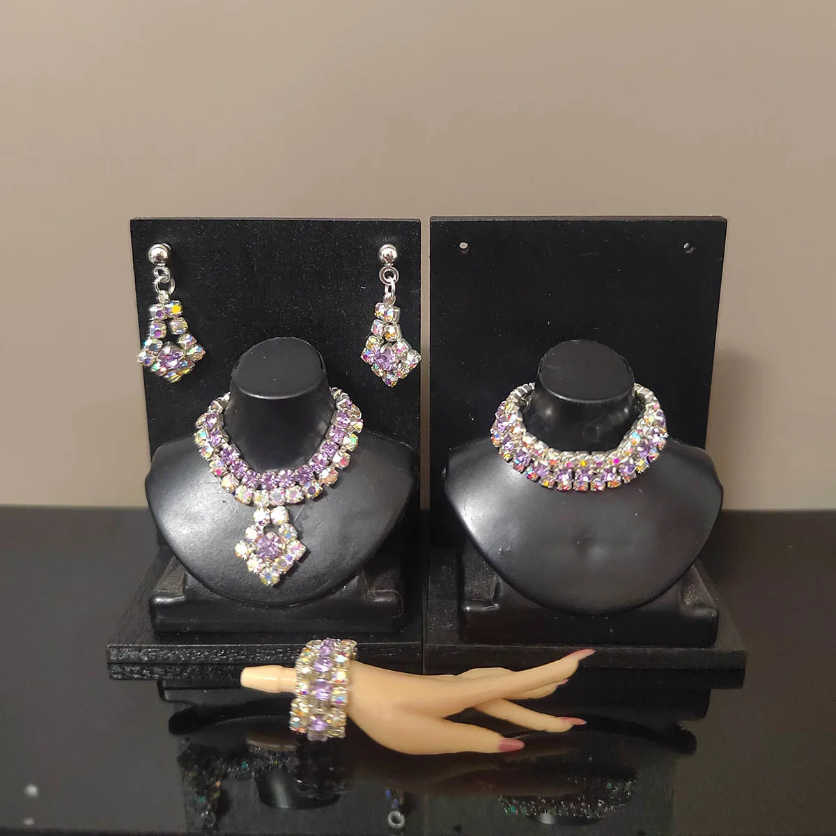 

1/6 Supermodel Doll Jewellery Accessories Lucky Purple Crystal Diamond Bracelets Necklaces Earring 30cm Princess Doll Dress Up