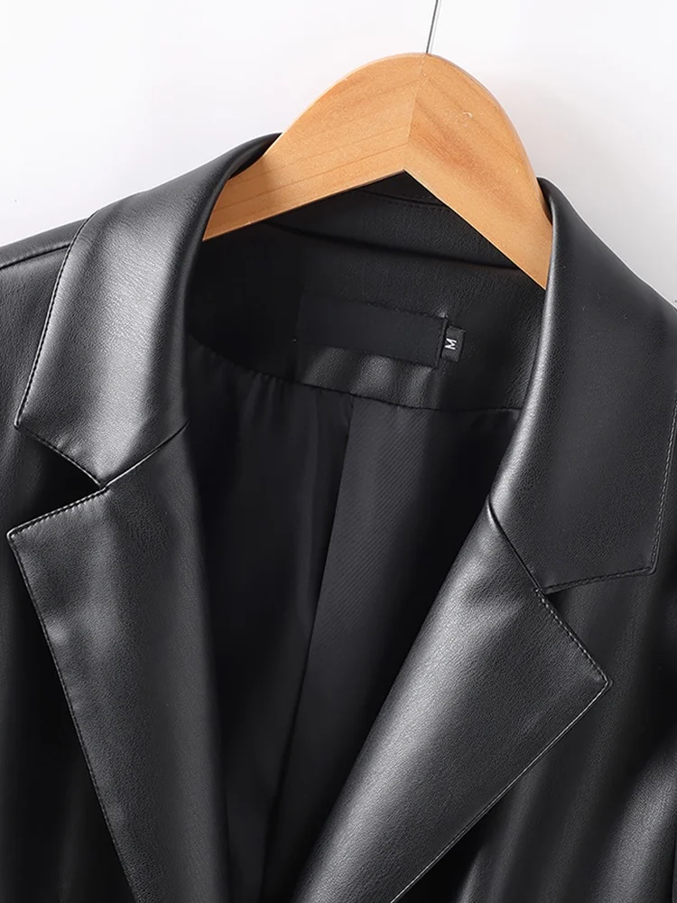 Giacca in Pelle da Donna Primavera 2025, Modello Sli Harmonia in Pelle di Agnello, Cappotto Lungo con Chiusura a Bottone Singolo, Stile Casual