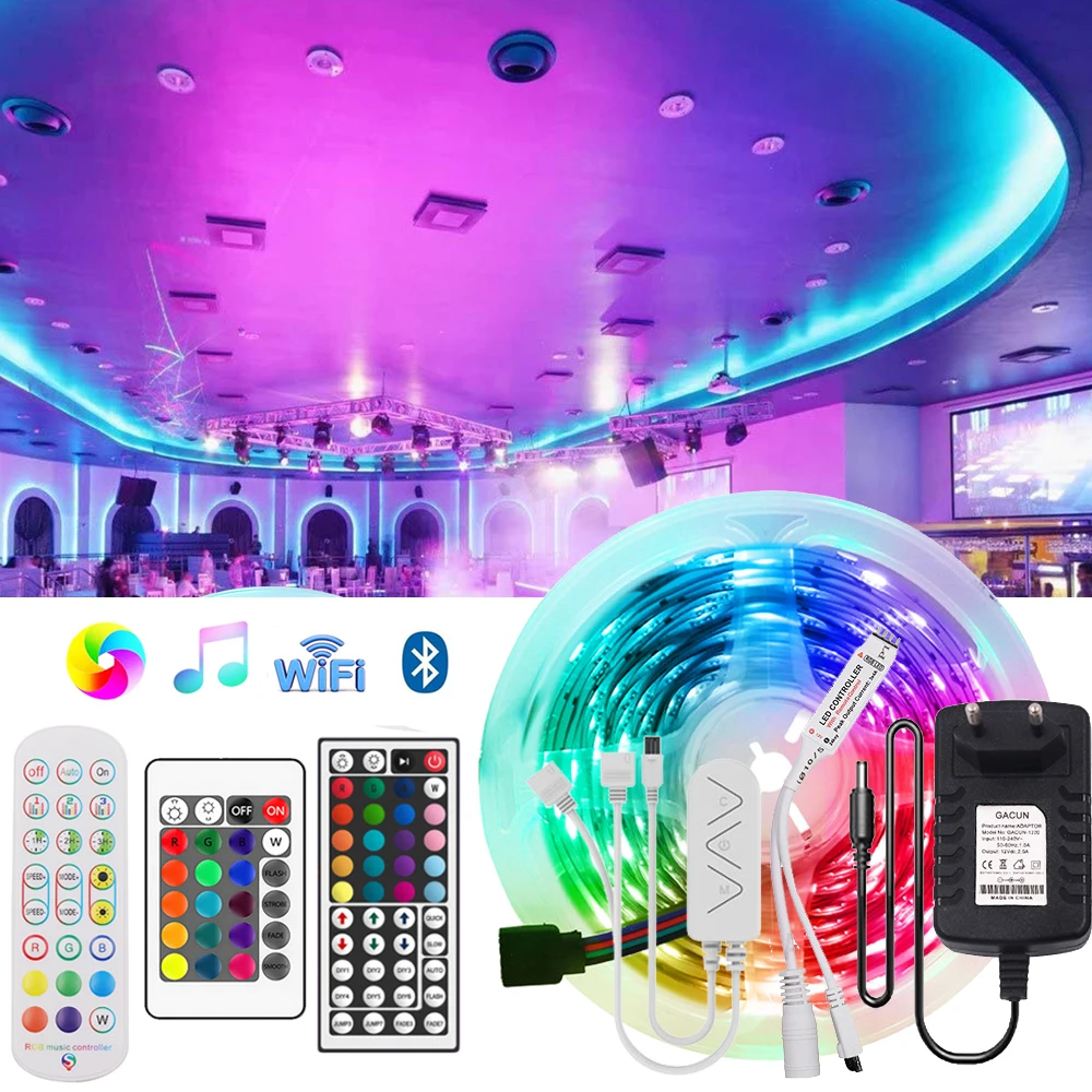 5M 10M 15M 20M LED Strip Light RGB 5050 2835 DC 12V Flexible LED Tape Ribbon with IR/Wifi/Bluetooth Controller Power Kit