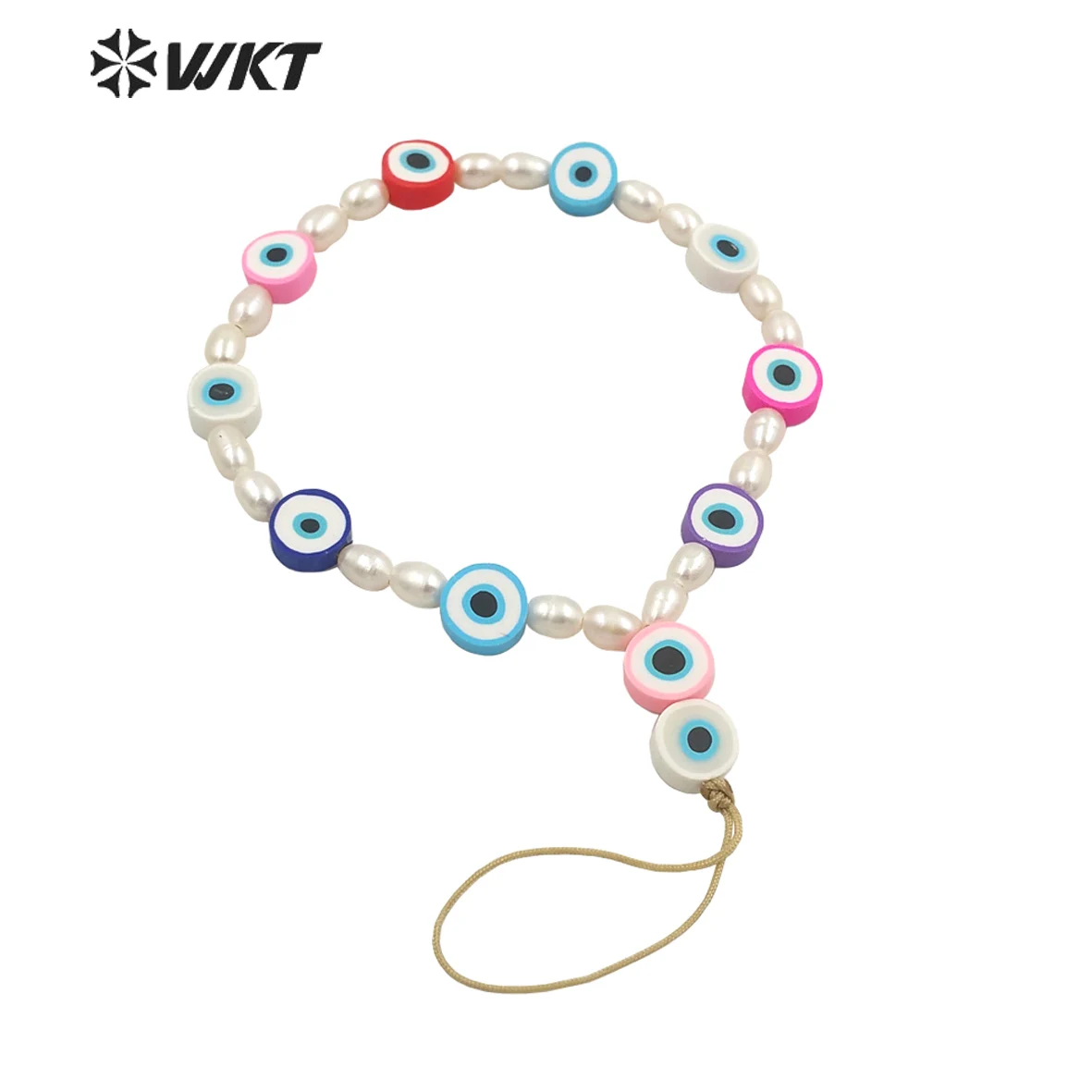 

WT-PH004 WKT 2022 Fashion Devil's Eye Mobile Phone Pearl&Resin Lovely Natural Stone Trend Chains Accessories Lady